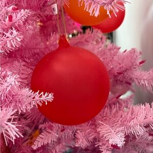 Glitterville rainbow frosted ball ornament - strawberry